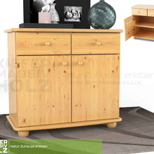 Claudia Kommode Bio Kiefer Massivholz | Sideboard Anrichte | 2-Türig mit 2-Schubladen