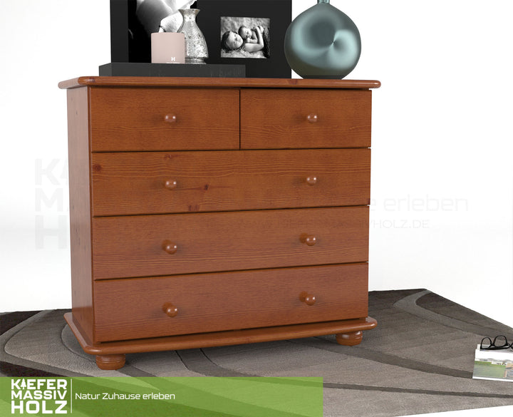 Claudia Kommode Sideboard | Anrichte | 3-XL Schubladen und 2-kleine | 100% Bio Massivholz