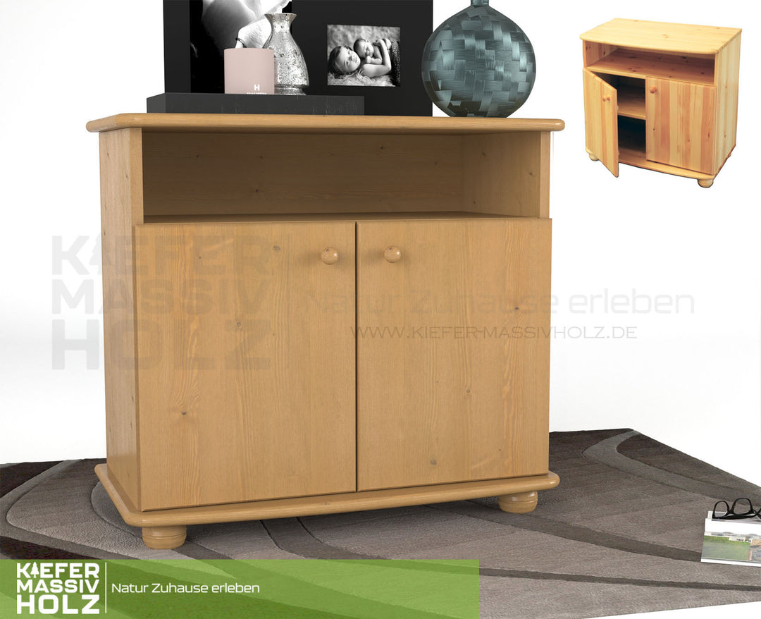 Claudia Kommode Sideboard | Anrichte | 2-Türig | 1. Regal | 100% Bio Massivholz