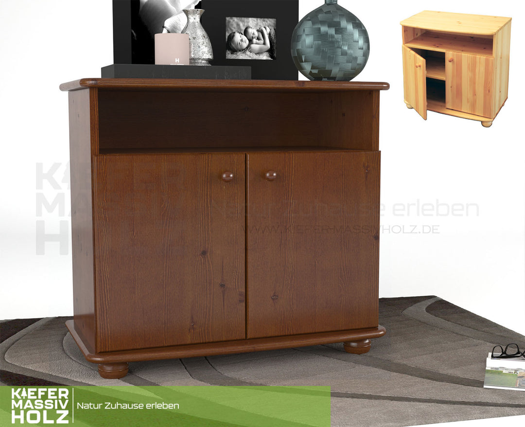 Claudia Kommode Sideboard | Anrichte | 2-Türig | 1. Regal | 100% Bio Massivholz