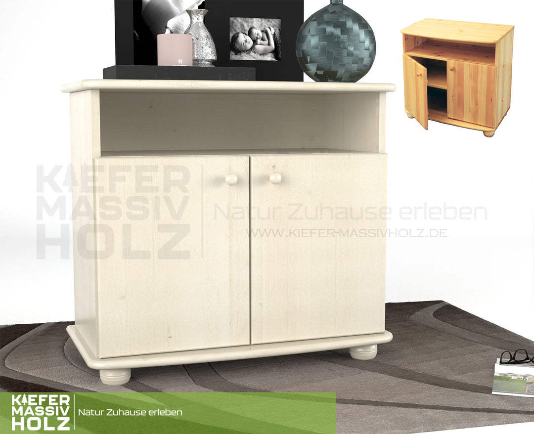 Claudia Kommode Sideboard | Anrichte | 2-Türig | 1. Regal | 100% Bio Massivholz