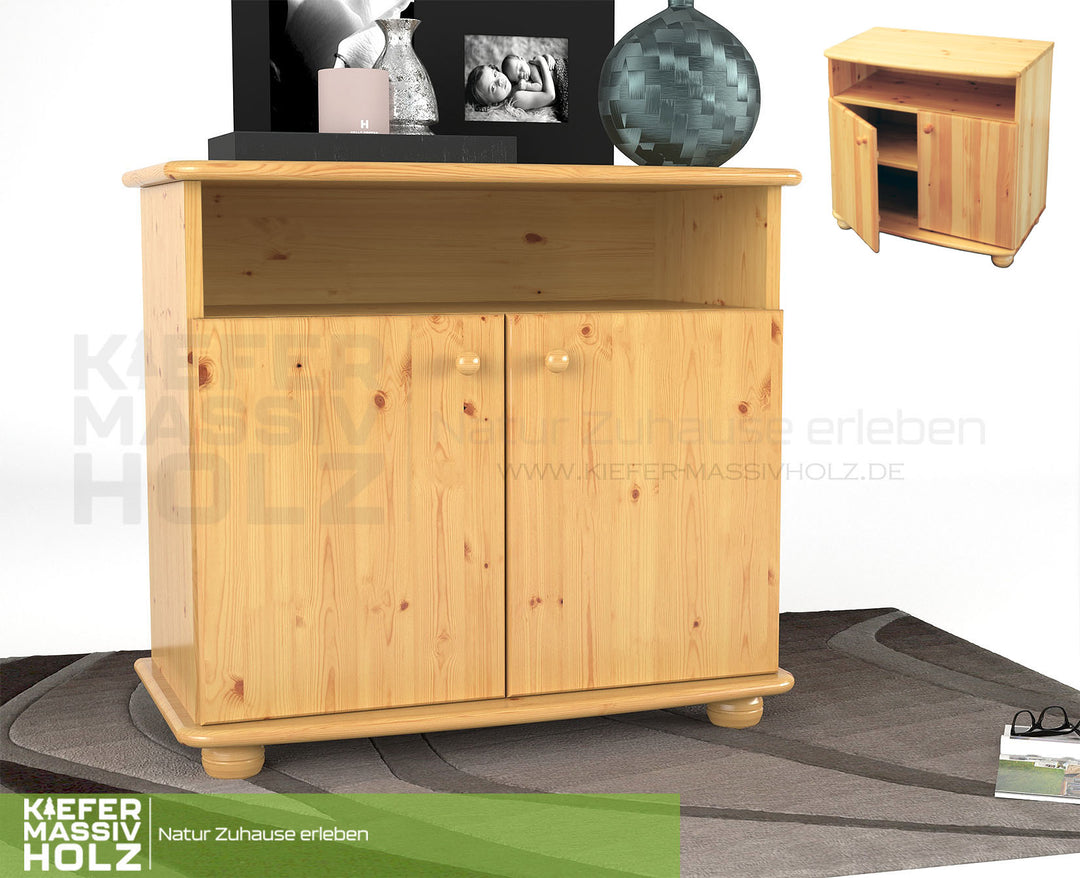 Claudia Kommode Sideboard | Anrichte | 2-Türig | 1. Regal | 100% Bio Massivholz