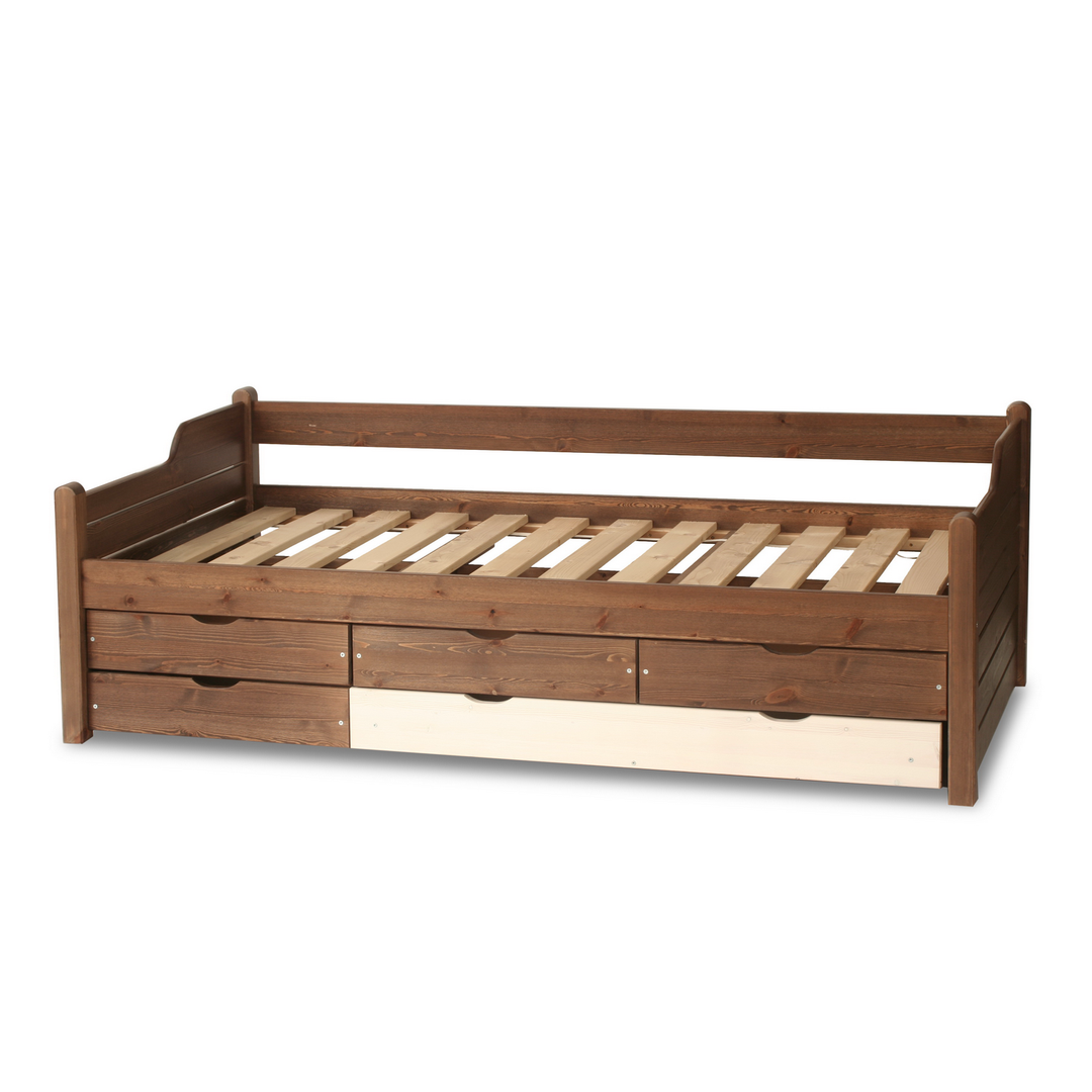 Youth bed guest bed single bed 80x200cm - 90x200cm | 5 drawers | 100% organic pine solid wood