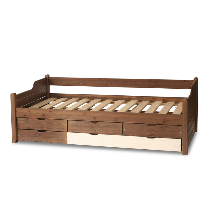Youth bed guest bed single bed 80x200cm - 90x200cm | 5 drawers | 100% organic pine solid wood