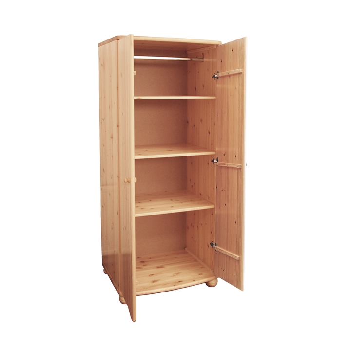 Claudia wardrobe wardrobe | 2 doors with shelves | 100% organic pine solid wood