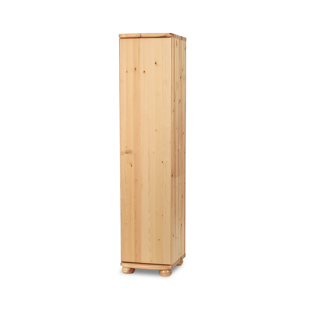 Claudia Kleiderschrank Bio Kiefer 1-Türig mit 4 Regalen aus Massivholz – Kiefer Massivholz