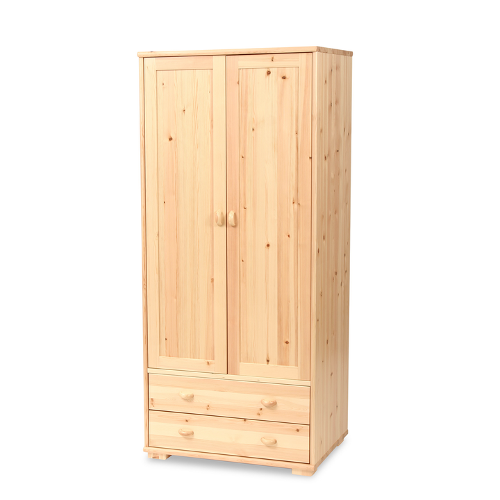 Vanessa wardrobe | 2 doors with clothes rail and 2 drawers | 100% organic pine solid wood