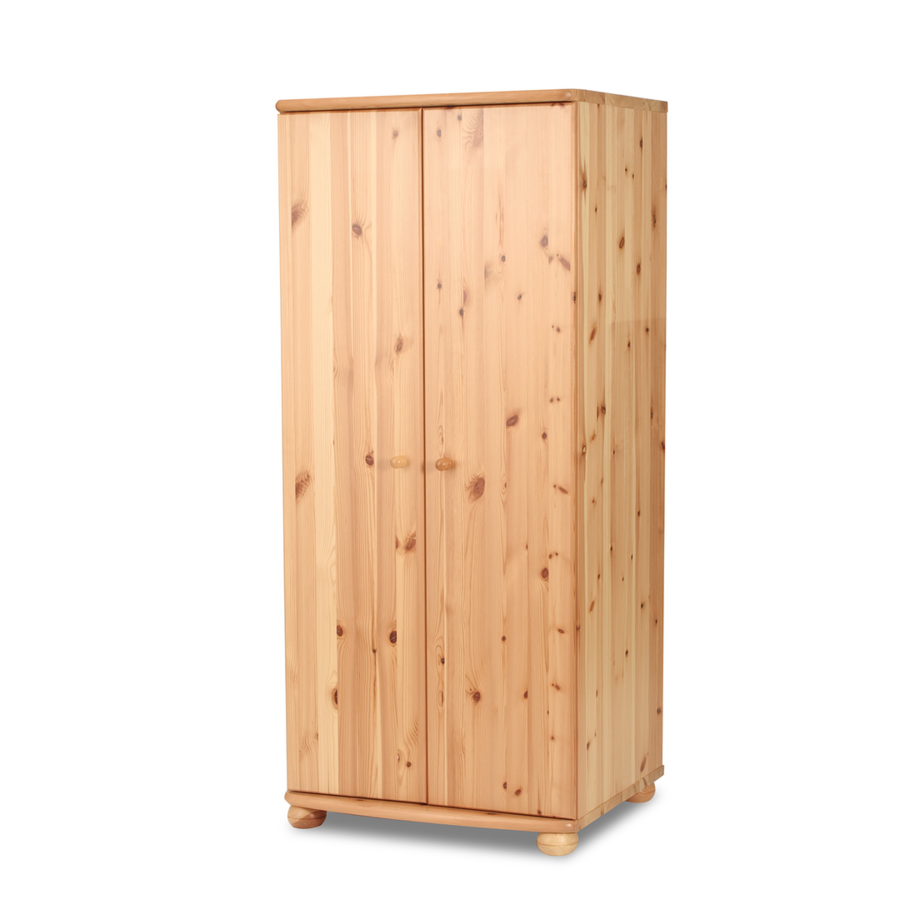 Claudia Kleiderschrank | Garderobenschrank 62 cm Tiefe | 100% Bio Kiefer Massivholz