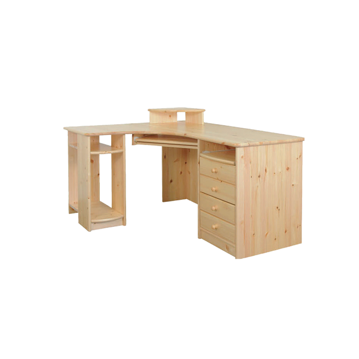 Vanessa corner desk XL | Keyboard Extract | PC mount | 100% organic pine solid wood