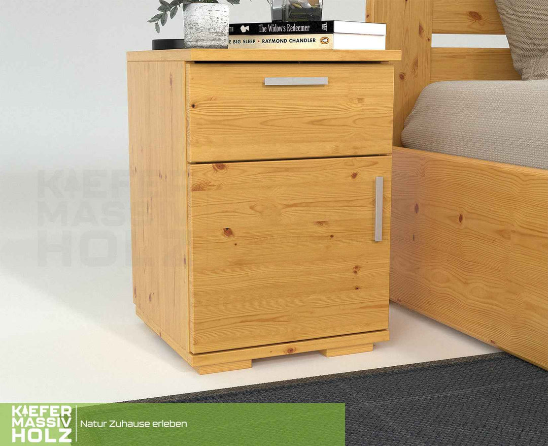 Nobis Kiefer Nachttisch – Eleganter Nachtschrank aus Massivholz – Kiefer Massivholz
