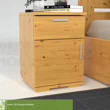 Nobis Kiefer Massivholz Nachttisch Nachtschrank | 1-Schublade 1-Türig | 100% Bio Kiefer