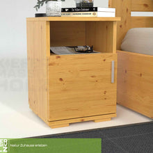 Nobis Kiefer Nachttisch 100% Bio | Massivholz Nachtschrank mit 1 Tür und 1 Regal