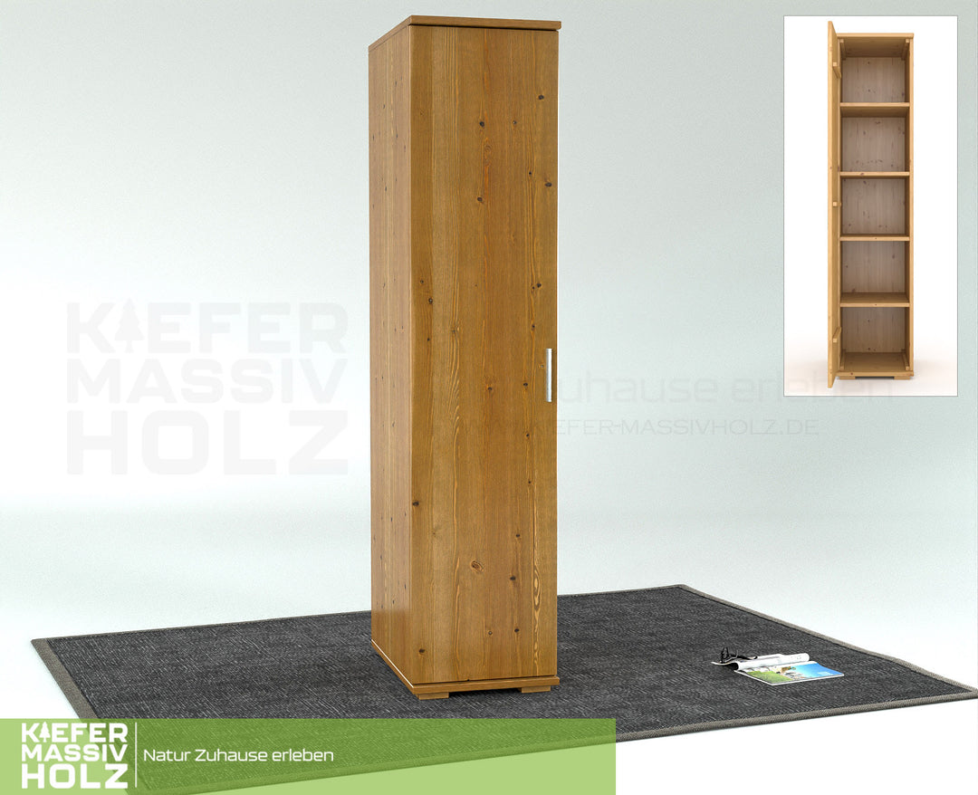 Nobi's wardrobe | 59 cm depth 1-door with shelves | 100% organic pine solid wood