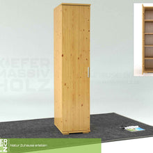 Einzelanfertigung (Regina) Nobis Kleiderschrank | 59 cm Tiefe 1-Türig mit Regale | 100% Bio Kiefer Massivholz