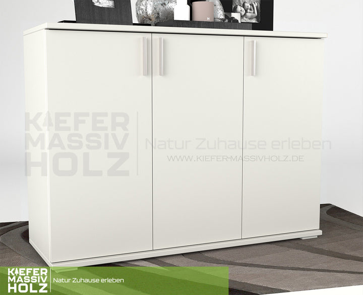 Nobis Kommode Sideboard 120-er | Anrichte | 3-Türig | 100% Bio Kiefer Massivholz