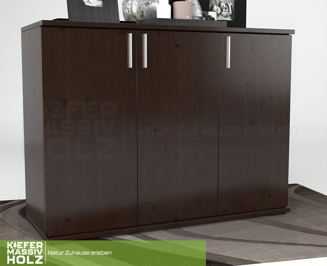 Nobis Kommode Sideboard 120-er | Anrichte | 3-Türig | 100% Bio Kiefer Massivholz