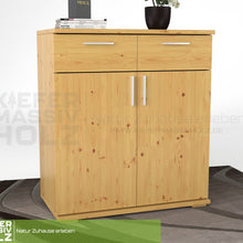 Nobis Kommode Sideboard 90-er | Anrichte | 2-Schubladen und 2-Türig | 100% Bio Kiefer Massivholz