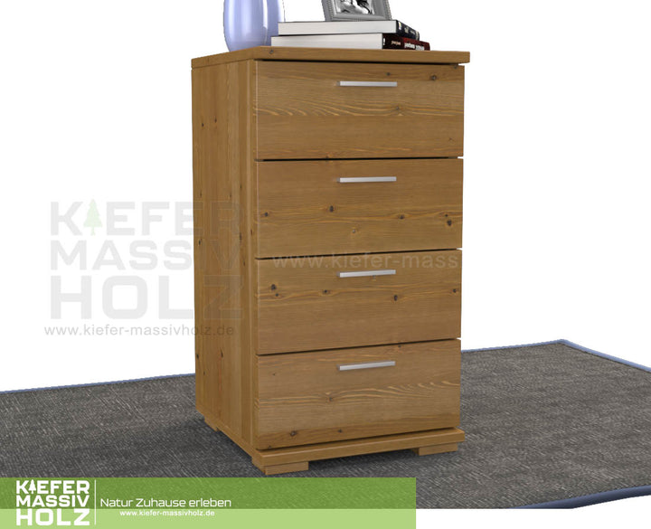 Nobis Schubladenkommode Sideboard | 4-Schubladen | 74cm hoch | 100% Bio Kiefer Massivholz