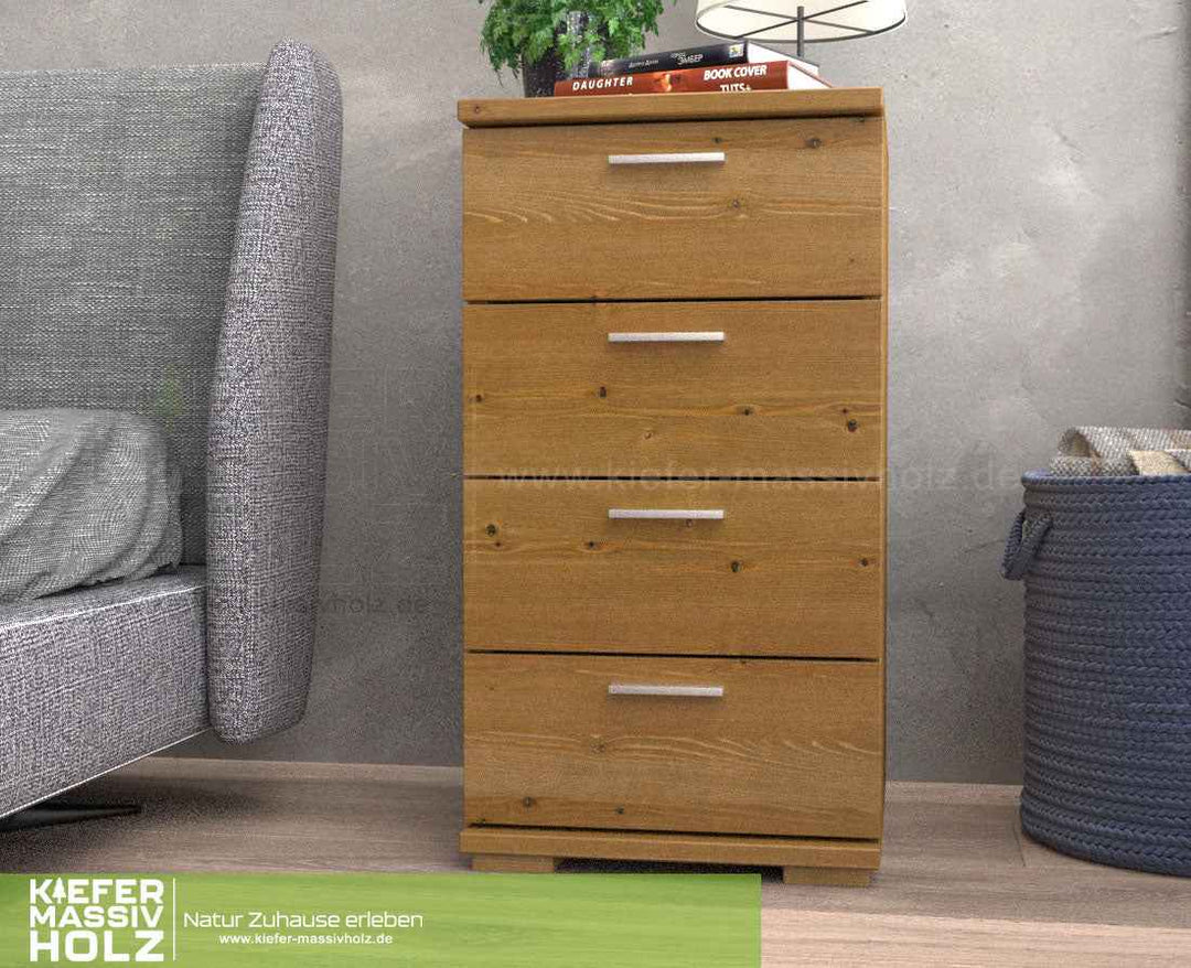 Nobis Schubladenkommode Bio Kiefer – 4 Schubladen für jeden Raum – Kiefer Massivholz
