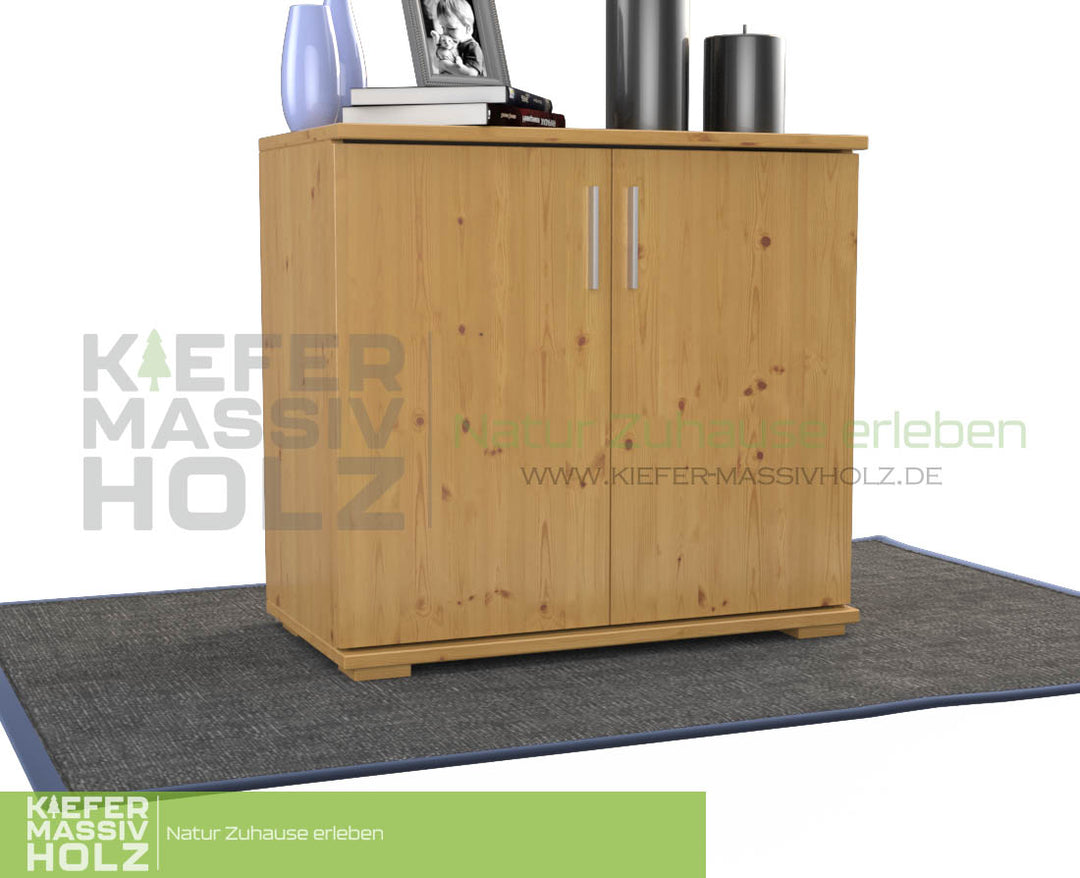 Nobis Kommode Sideboard | Anrichte | 2-Türig | 74cm hoch | 100% Bio Kiefer Massivholz