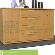 Flemming Nobis Kommode Sideboard | Anrichte | 4-Schubladen - 2-Türig | 100% Bio Kiefer Massivholz