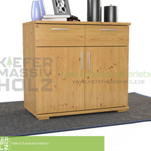Nobis Kommode Sideboard | Anrichte | 2-Türig mit 2 Schubladen | 100% Bio Kiefer Massivholz