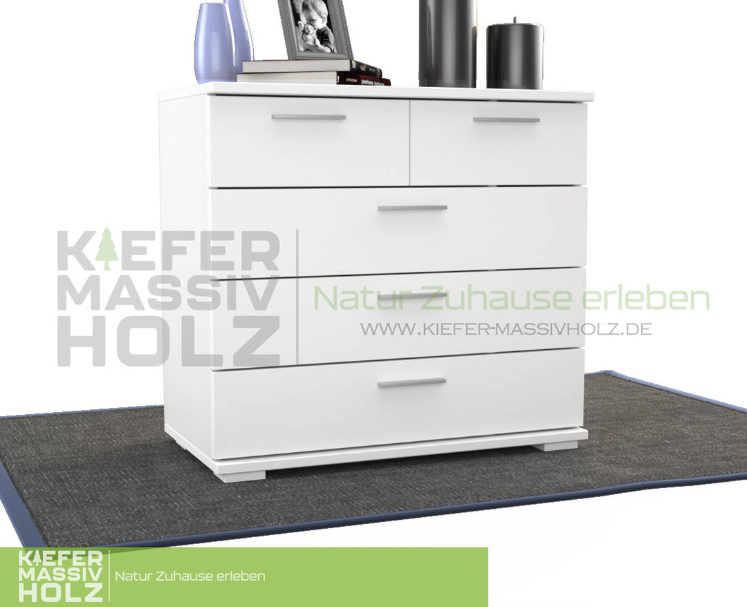 Nobis Kommode Sideboard | Anrichte | 5-Schubladen | 100% Bio Kiefer Massivholz