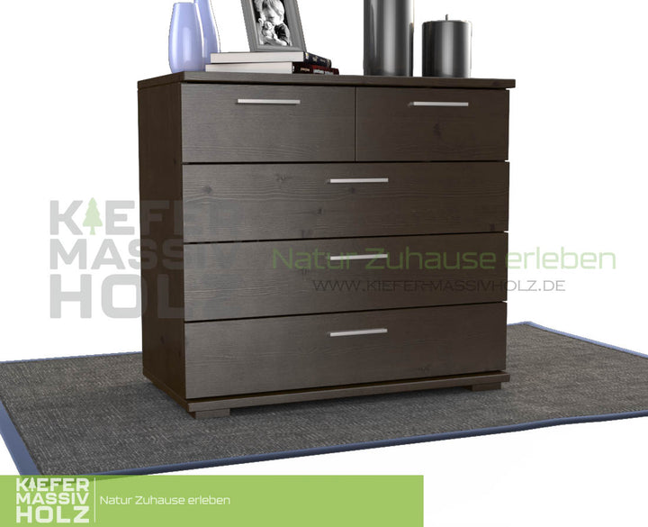 Nobis Kommode Sideboard | Anrichte | 5-Schubladen | 100% Bio Kiefer Massivholz