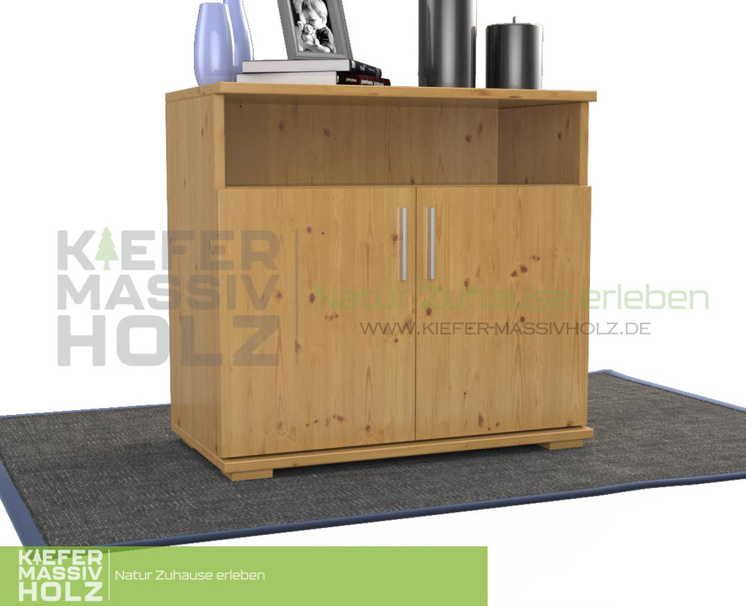 Nobis Kommode Sideboard | Anrichte | 2-Türig mit Regalfach | 100% Bio Kiefer Massivholz