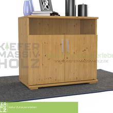 Nobis Kommode Sideboard | Anrichte | 2-Türig mit Regalfach | 100% Bio Kiefer Massivholz