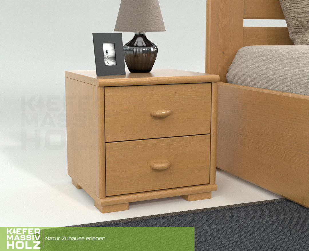 Vanessa pine solid wood bedside table nightstand | 2 drawers | 100% organic pine
