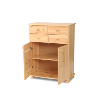 kiefer_massivholz_Anika Kommode Sideboard aus Kiefer Massivholz, 2-Türig, 4 Schubladen Anrichte