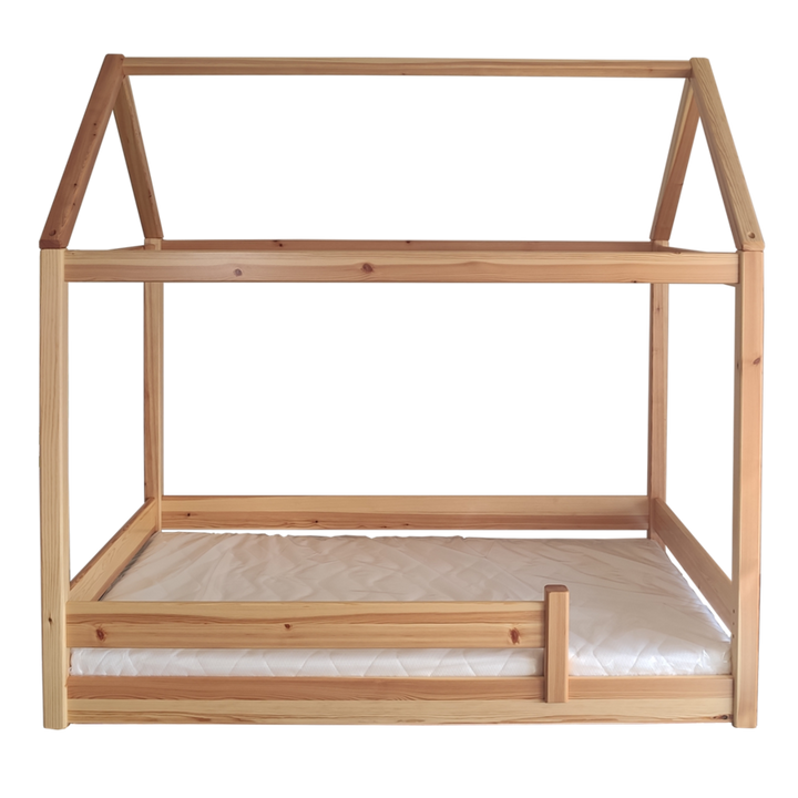Solis Kinderbett - Hausbett inkl. Bio-Matratze | Massivholz | Naturholz | 100% Bio-Bett