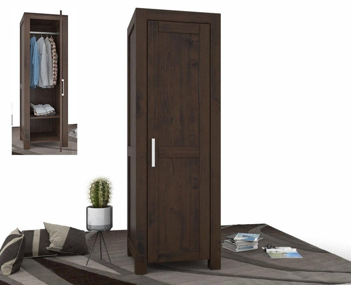 NATURA Kleiderschrank 1-Türig mit Kleiderstange Massivholz