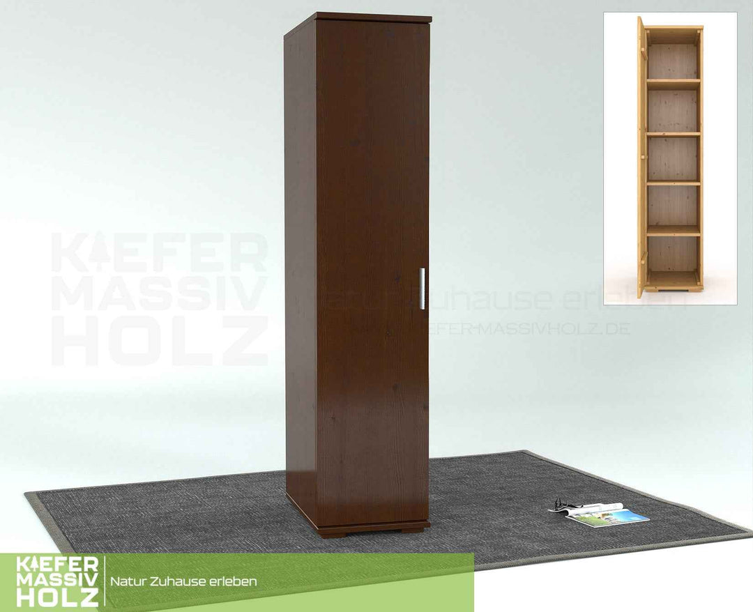 kiefer_massivholz_Nobis Kleiderschrank Kiefer, 42 cm Tiefe 1-Türig mit Kleiderstange aus Kiefer Massivholz