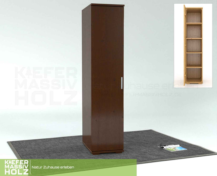 kiefer_massivholz_Nobis Kleiderschrank Kiefer, 42 cm Tiefe 1-Türig mit Kleiderstange aus Kiefer Massivholz