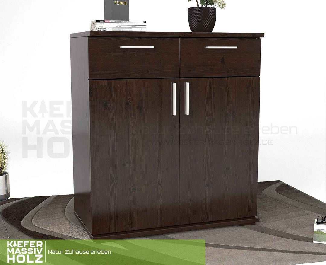 kiefer_massivholz_Nobis Kommode Massivholz 90-er, Anrichte, 2-Schubladen und 2-Türig – Wenge