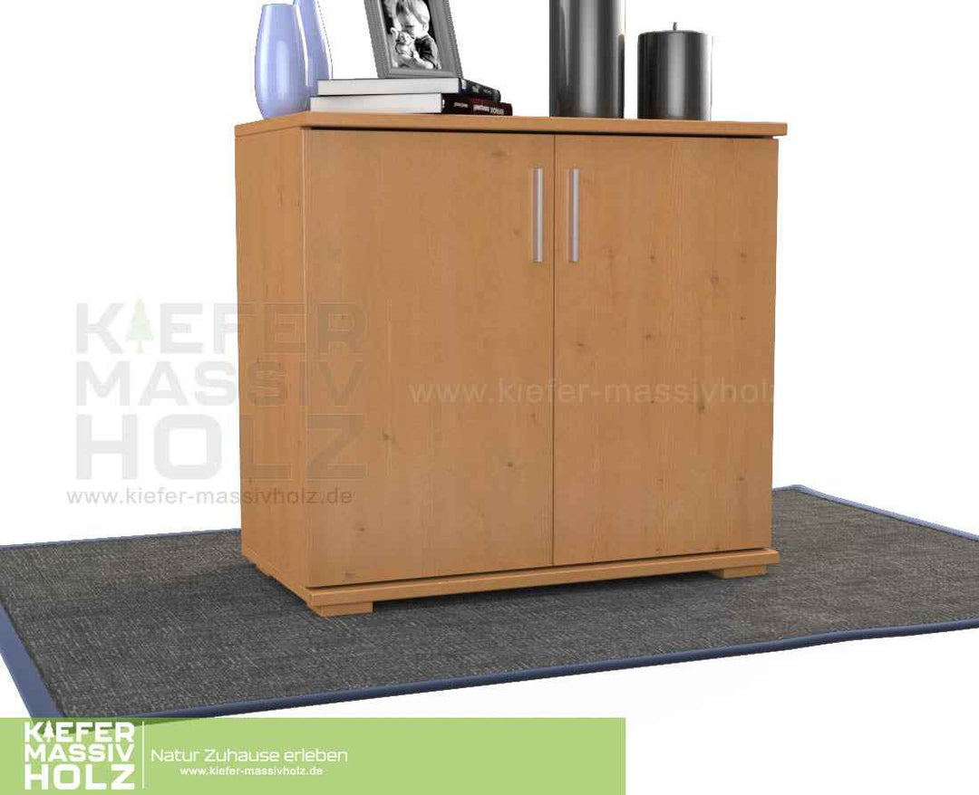 kiefer_massivholz_Nobis Kommode Massivholz, Sideboard Anrichte, 2-Türig, 90cm hoch – Cappuccino