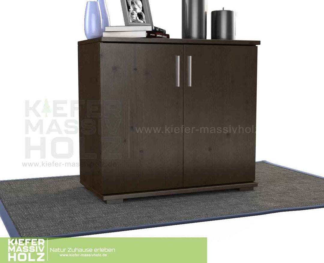 kiefer_massivholz_Nobis Kommode Massivholz, Sideboard Anrichte, 2-Türig, 90cm hoch – Wenge